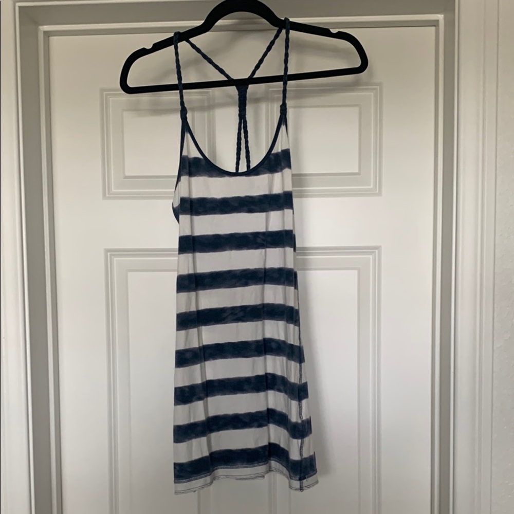 Abercrombie & Fitch Navy and White Striped Shirt Sundress